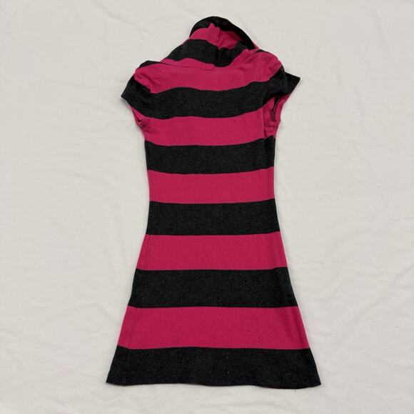 Vtg Y2K Express Drape Cowl Neck Knit Top Dress Striped McBling Glam Club XS Pink - Picture 7 of 7